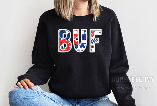 BUF Floral FAUX Embroidered Crew